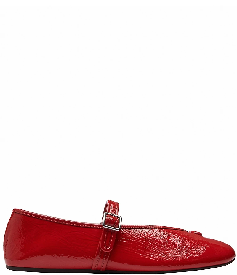 COACH Sculpted C Logo Crinkle Patent Mary Jane Ballet Flats