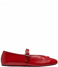 COACH Sculpted C Logo Crinkle Patent Mary Jane Ballet Flats
