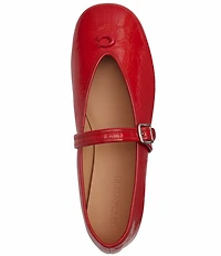 COACH Sculpted C Logo Crinkle Patent Mary Jane Ballet Flats