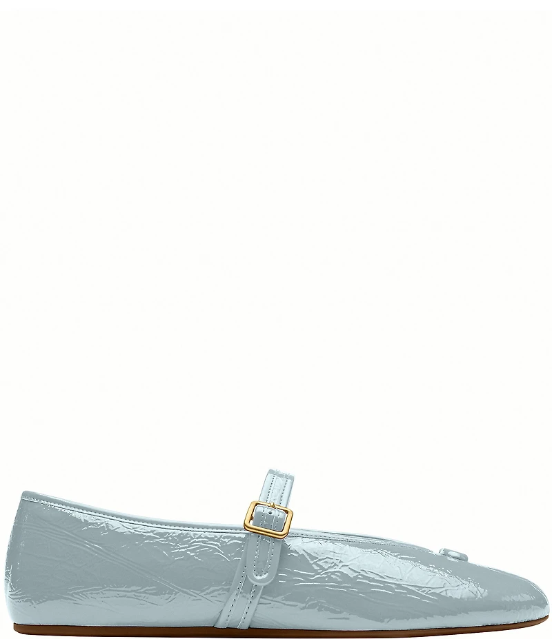 COACH Sculpted C Logo Crinkle Patent Mary Jane Ballet Flats