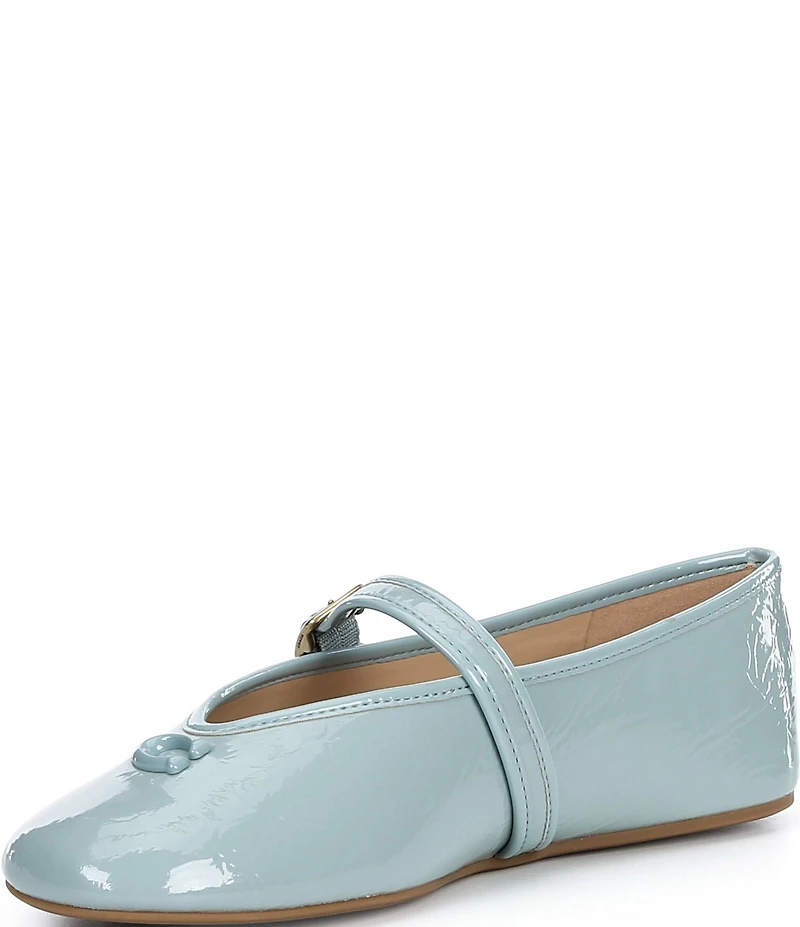 COACH Sculpted C Logo Crinkle Patent Mary Jane Ballet Flats