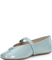 COACH Sculpted C Logo Crinkle Patent Mary Jane Ballet Flats