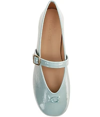 COACH Sculpted C Logo Crinkle Patent Mary Jane Ballet Flats