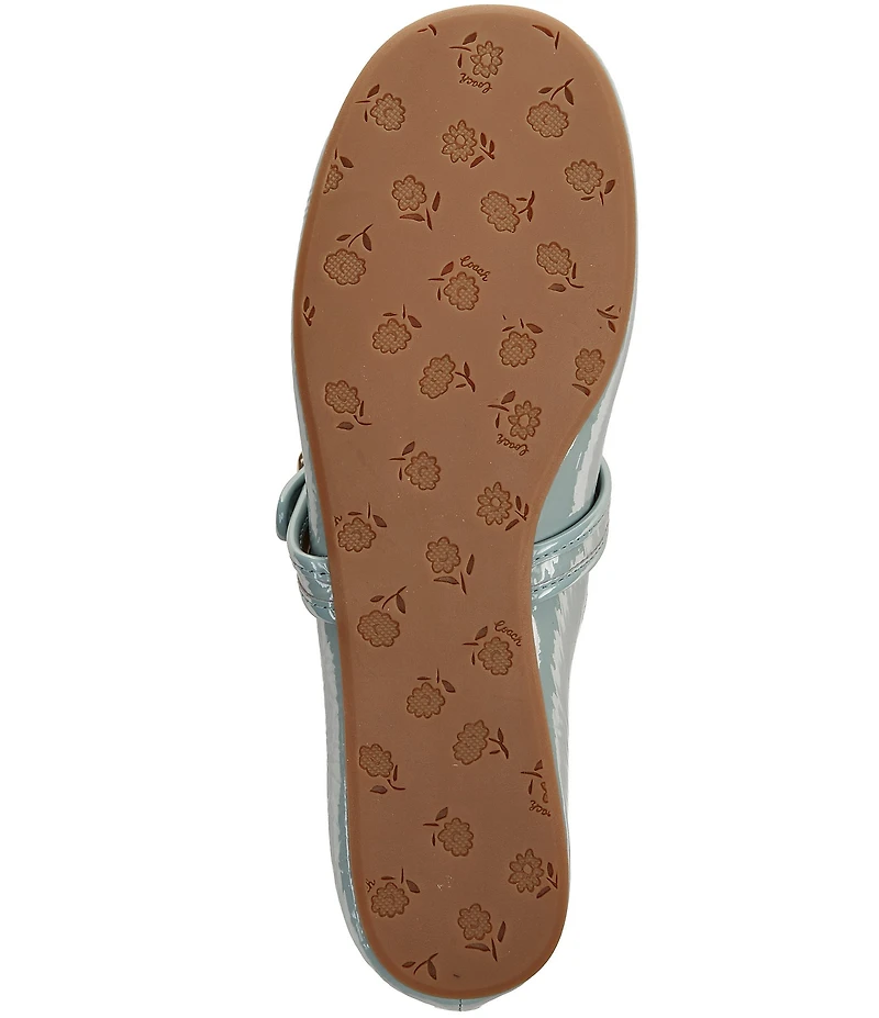 COACH Sculpted C Logo Crinkle Patent Mary Jane Ballet Flats