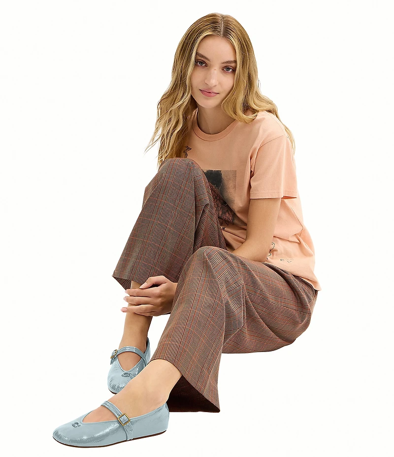 COACH Sculpted C Logo Crinkle Patent Mary Jane Ballet Flats