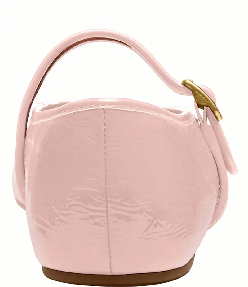 COACH Sculpted C Logo Crinkle Patent Mary Jane Ballet Flats