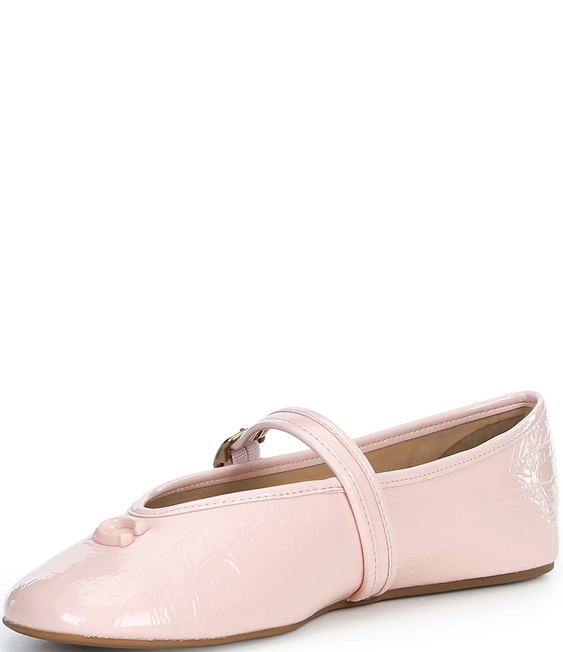COACH Sculpted C Logo Crinkle Patent Mary Jane Ballet Flats