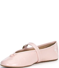COACH Sculpted C Logo Crinkle Patent Mary Jane Ballet Flats