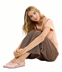 COACH Sculpted C Logo Crinkle Patent Mary Jane Ballet Flats