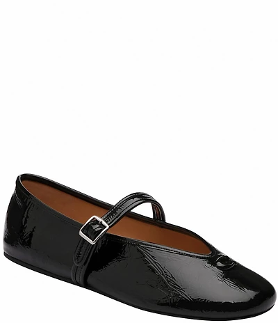 COACH Sculpted C Logo Crinkle Patent Mary Jane Ballet Flats