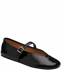 COACH Sculpted C Logo Crinkle Patent Mary Jane Ballet Flats