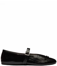 COACH Sculpted C Logo Crinkle Patent Mary Jane Ballet Flats