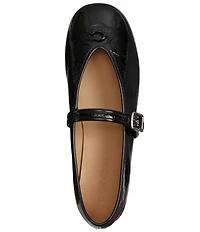 COACH Sculpted C Logo Crinkle Patent Mary Jane Ballet Flats