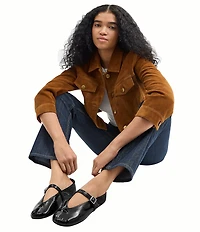 COACH Sculpted C Logo Crinkle Patent Mary Jane Ballet Flats