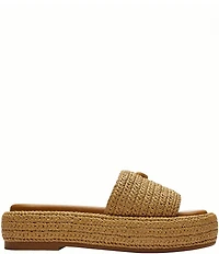 COACH Sculpted C Raffia Platform Slide Sandals