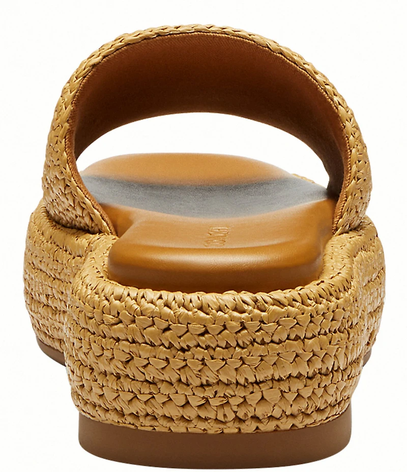COACH Sculpted C Raffia Platform Slide Sandals