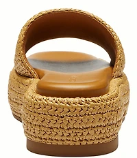 COACH Sculpted C Raffia Platform Slide Sandals