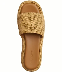 COACH Sculpted C Raffia Platform Slide Sandals