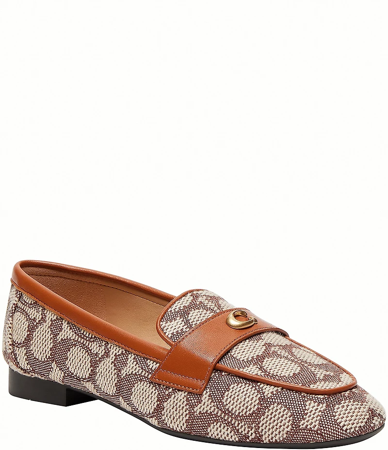 COACH Women's Sculpted C Signature Jacquard Logo Flat Loafers