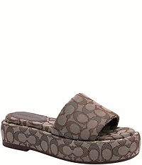 COACH Sculpted C Signature Jacquard Logo Platform Slide Sandals
