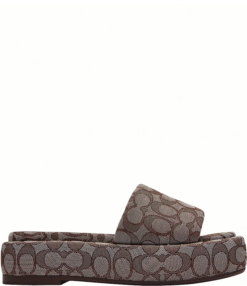 COACH Sculpted C Signature Jacquard Logo Platform Slide Sandals