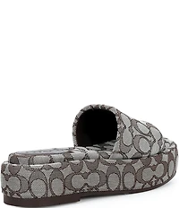 COACH Sculpted C Signature Jacquard Logo Platform Slide Sandals
