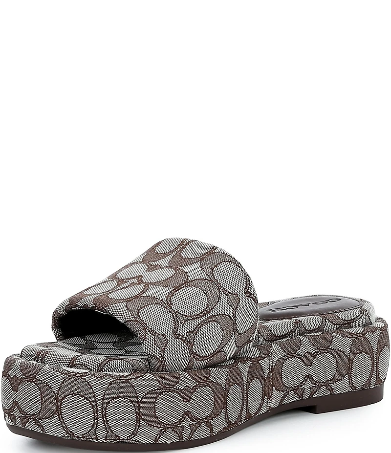 COACH Sculpted C Signature Jacquard Logo Platform Slide Sandals
