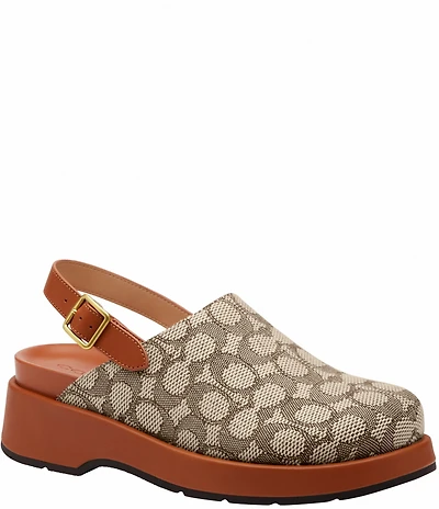 COACH Sculpted C Signature Jacquard Platform Clogs