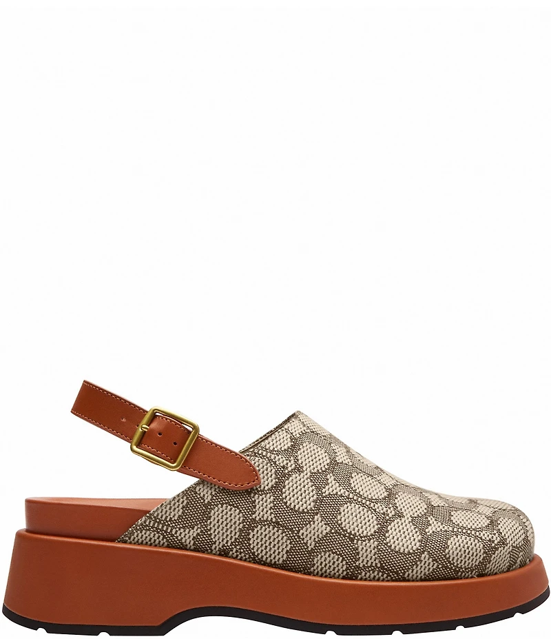 COACH Sculpted C Signature Jacquard Platform Clogs