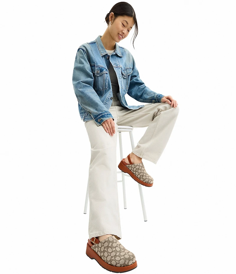 COACH Sculpted C Signature Jacquard Platform Clogs