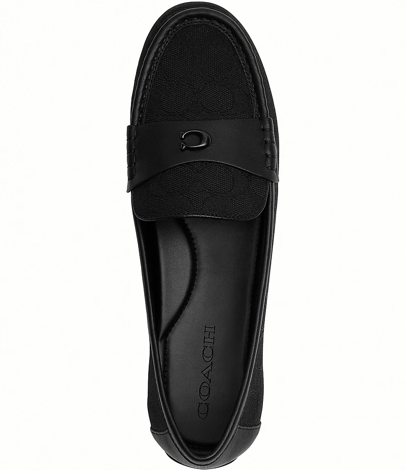 COACH Sculpted C Signature Logo Textile Jacquard Driver Loafers