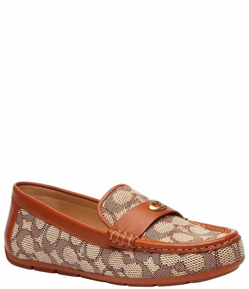 COACH Sculpted C Signature Logo Textile Jacquard Driver Loafers