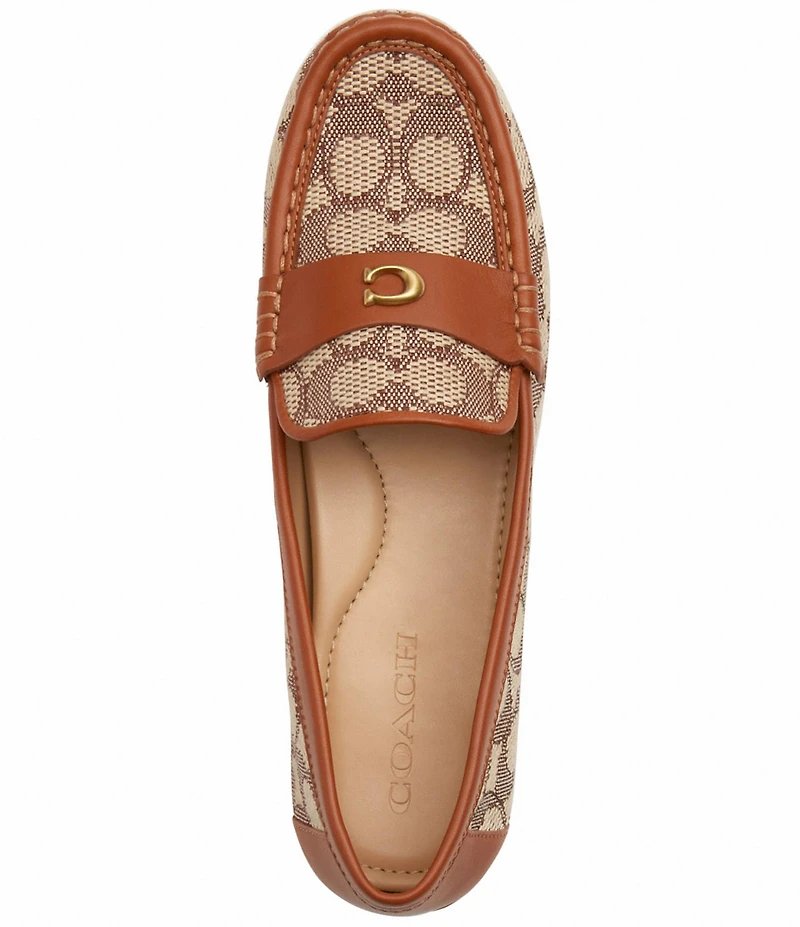 COACH Sculpted C Signature Logo Textile Jacquard Driver Loafers