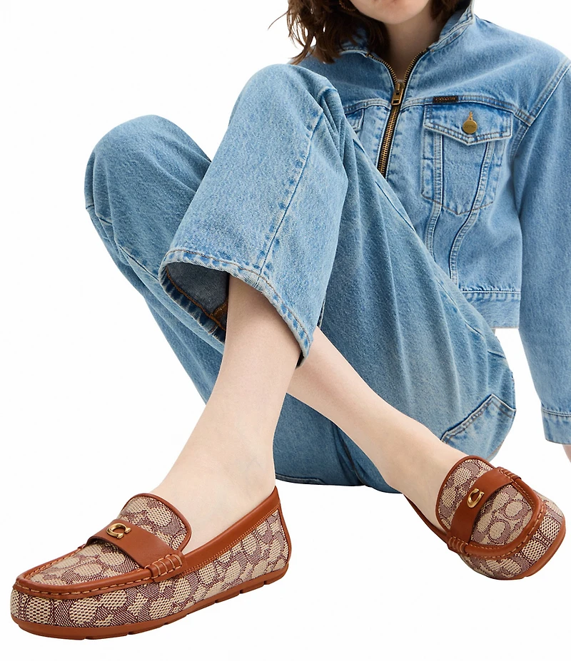 COACH Sculpted C Signature Logo Textile Jacquard Driver Loafers