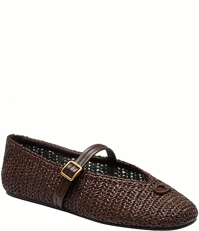 COACH Sculpted C Soft Mary Jane Raffia Ballet Flats
