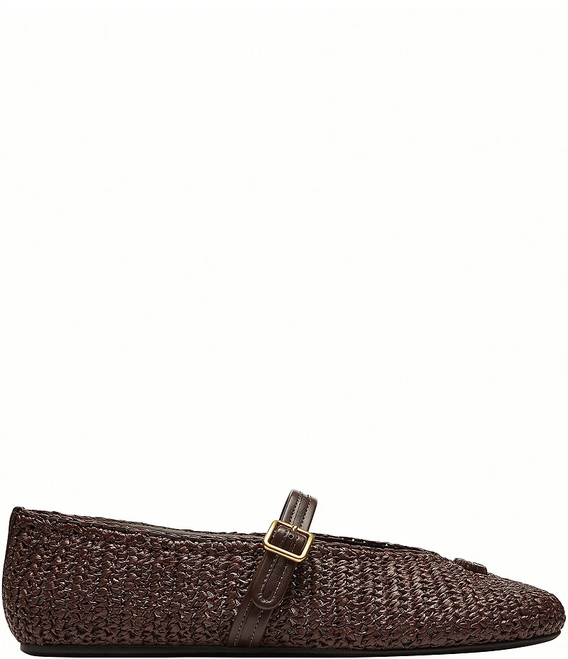 COACH Sculpted C Soft Mary Jane Raffia Ballet Flats