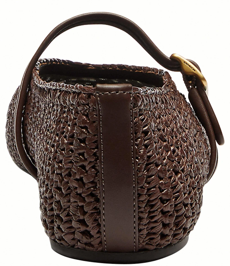 COACH Sculpted C Soft Mary Jane Raffia Ballet Flats