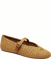 COACH Sculpted C Soft Mary Jane Raffia Ballet Flats
