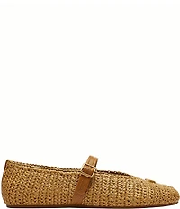 COACH Sculpted C Soft Mary Jane Raffia Ballet Flats