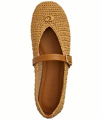 COACH Sculpted C Soft Mary Jane Raffia Ballet Flats