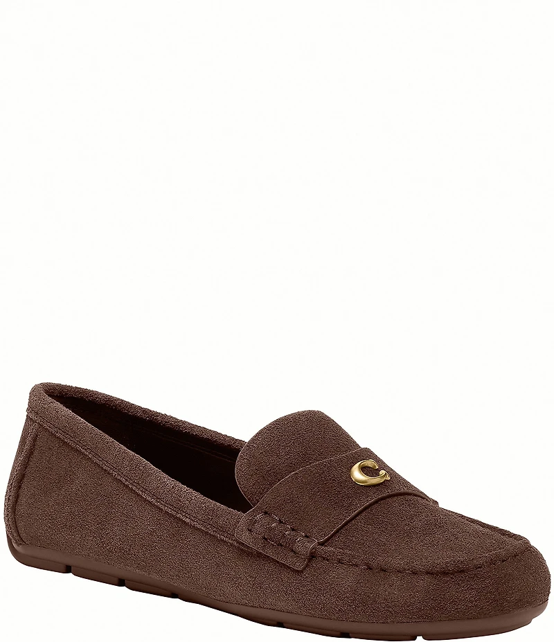 COACH Sculpted C Suede Driver Loafers