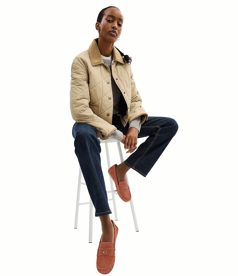 COACH Sculpted C Suede Driver Loafers