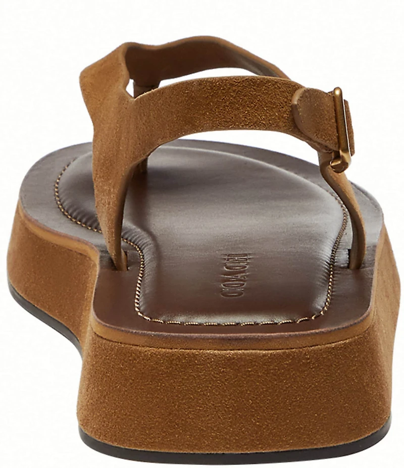 COACH Sculpted C Suede Platform Thong Sandals