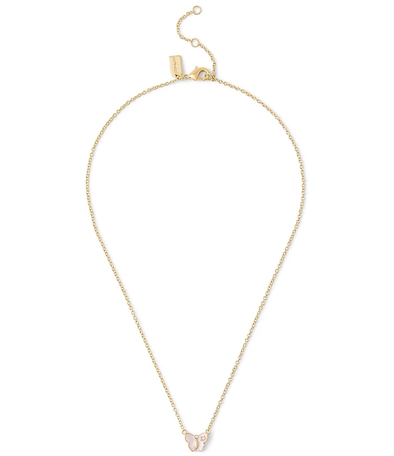 COACH Signature Butterfly Short Pendant Necklace