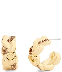 COACH Signature C Braided Hoop Earrings