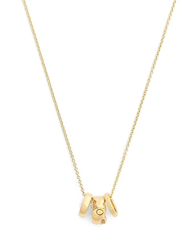 COACH Signature C Braided Rondelle Short Pendant Necklace