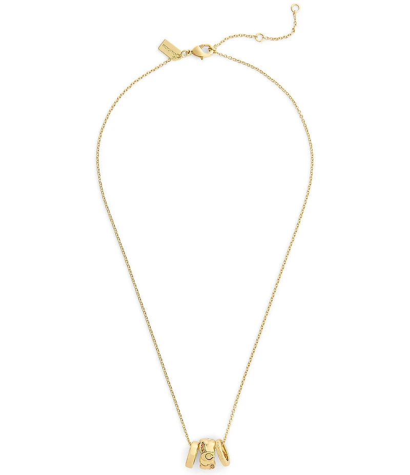 COACH Signature C Braided Rondelle Short Pendant Necklace