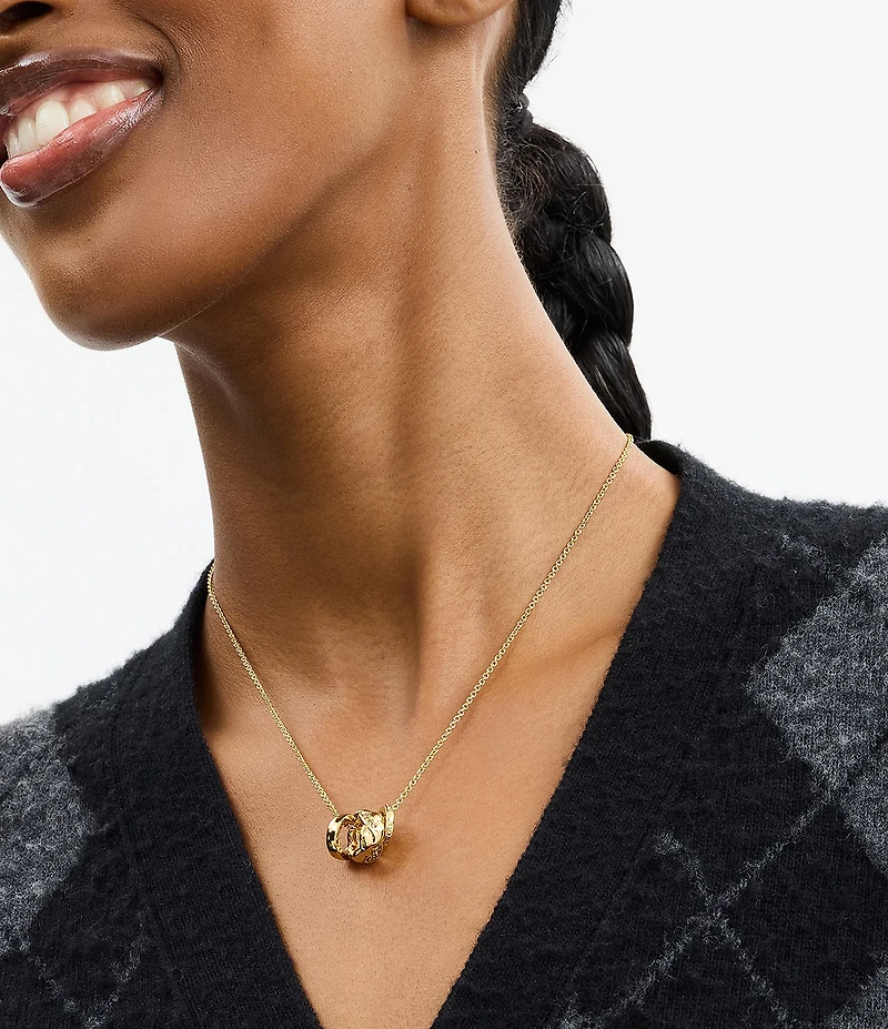 COACH Signature C Braided Rondelle Short Pendant Necklace