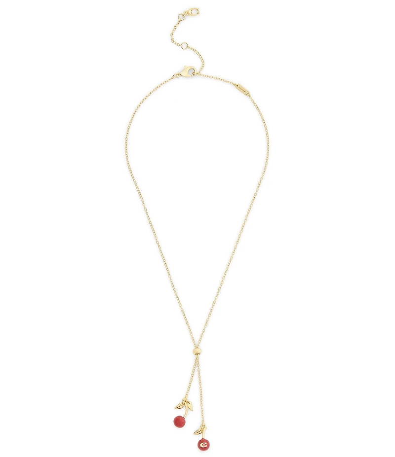 COACH Signature C Cherry Slider Short Pendant Necklace