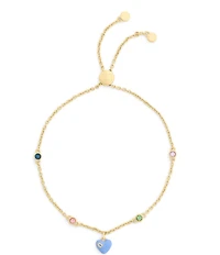 COACH Signature C Enamel Heart Charm Adjustable Bracelet